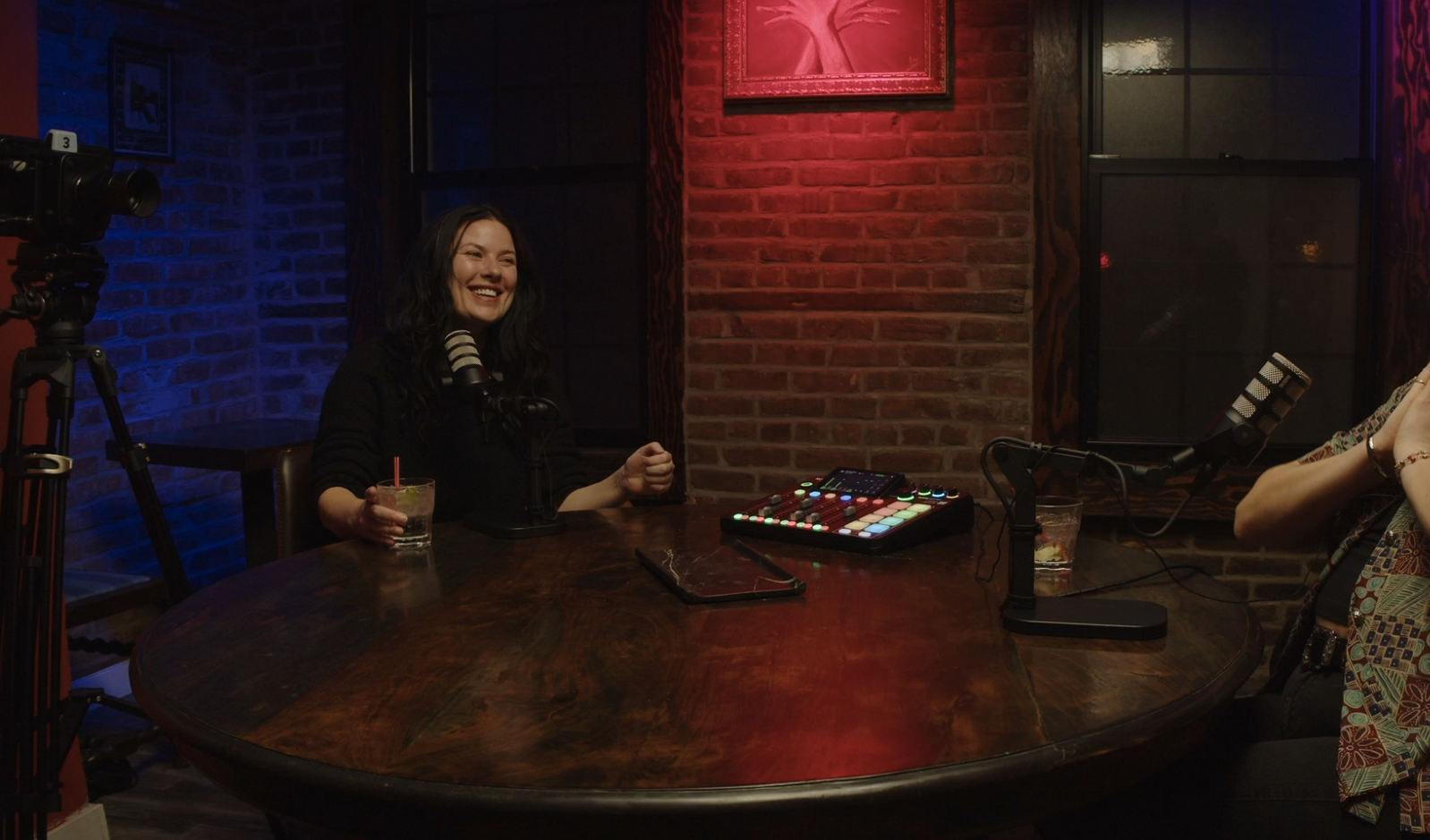 Host recording a video podcast at Producers' Club